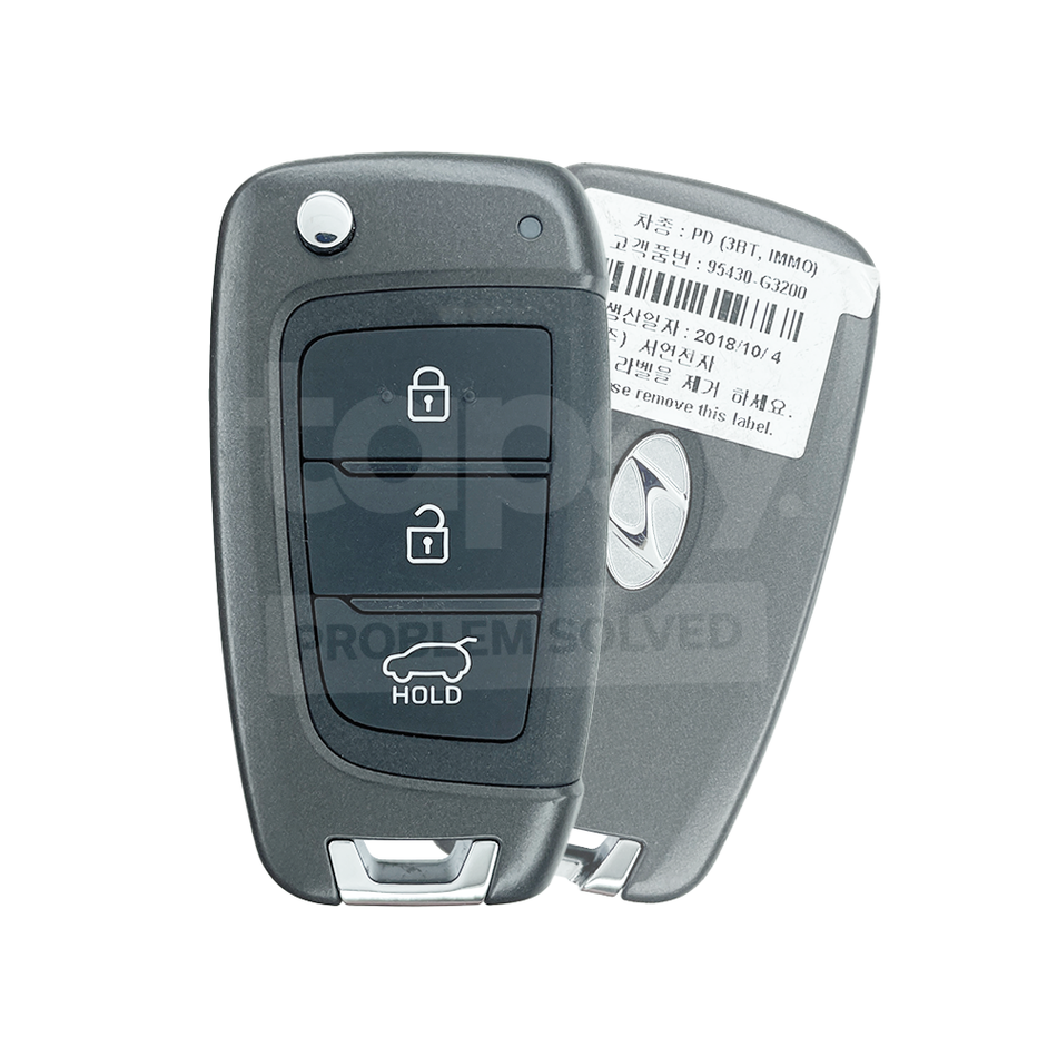 HYUNDAI i30 2017-2023 Original 3 Buttons Flip Remote Key 433MHz 95430-G3200 FCC ID: OKA-450T