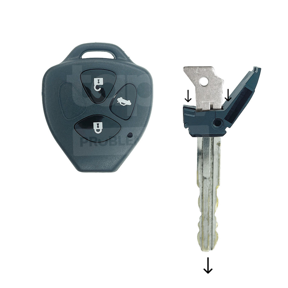 Toyota 3 Buttons Remote Shell Head Trunk (No Key Cutting Required)