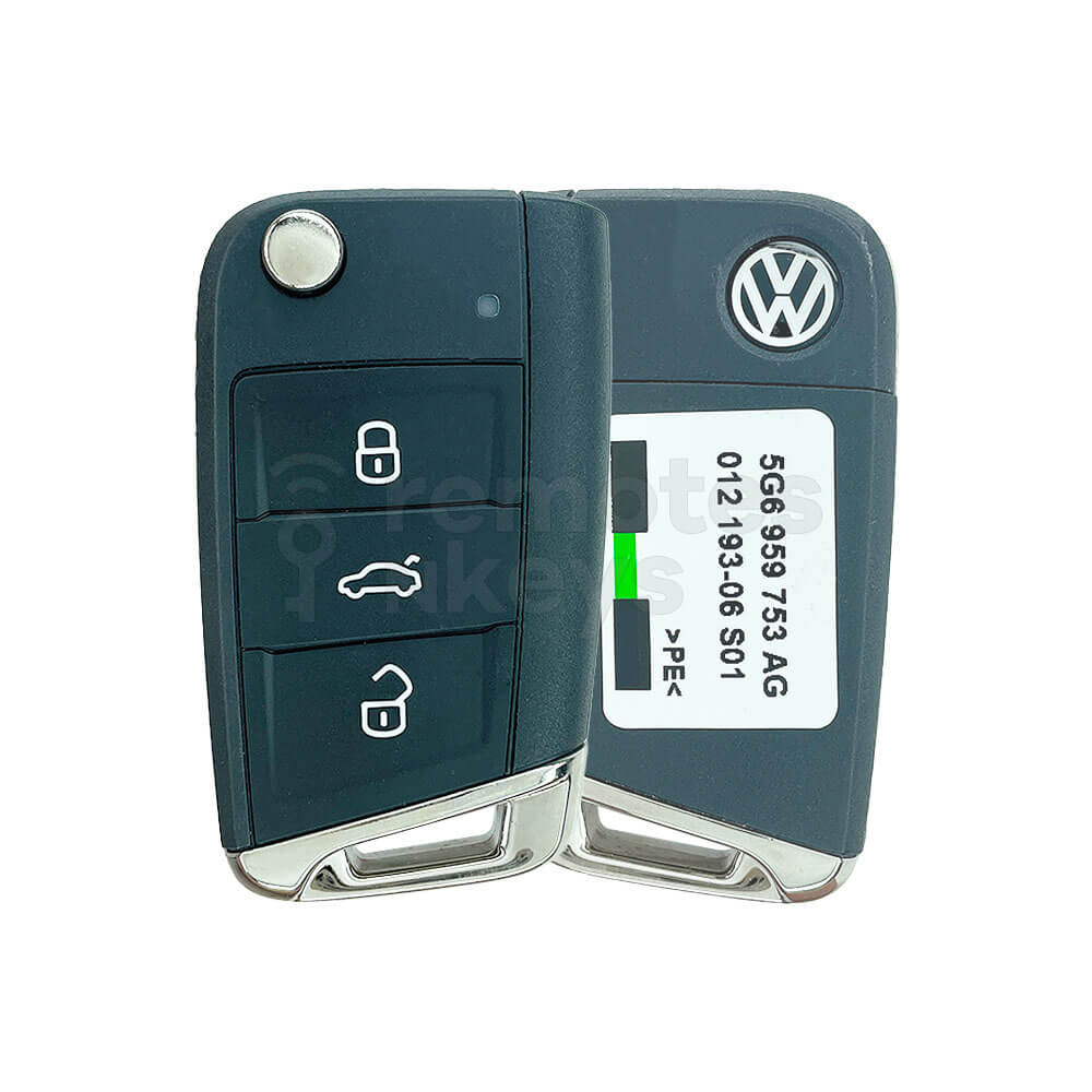 VOLKSWAGEN Polo/Golf/Tiguan 2013-2018 Original 3 Buttons Flip Remote Key 5G6959753AG / 5G0959752BA