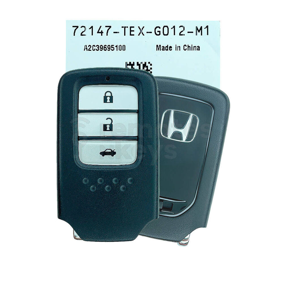 Honda Civic/City/Jazz 2015-2021 Original 3 Buttons Smart Remote Key ID47 433MHz 72147 TEX G01 FCC ID: KR5V2X