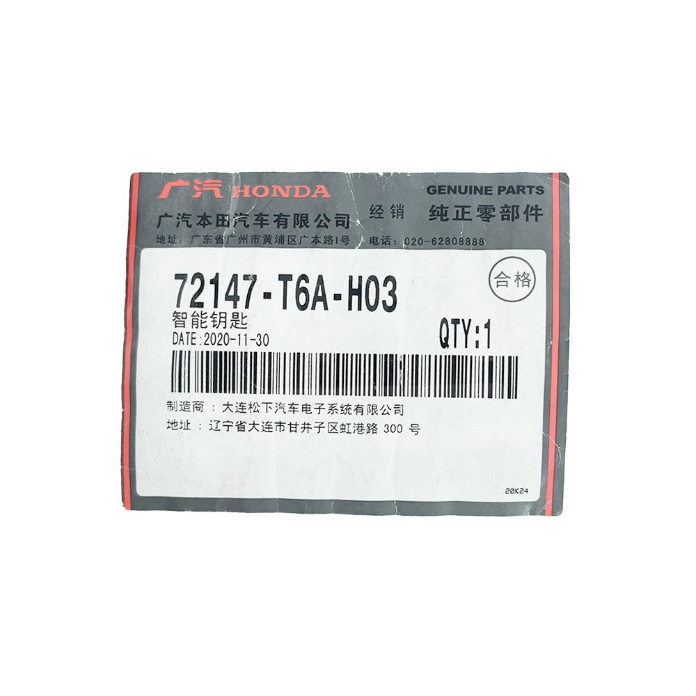 Honda Odyssey 2017-2021 Genuine 4 Buttons Smart Remote Key ID47 433MHz 72147-T6A-H03 FCC ID: HK1310A