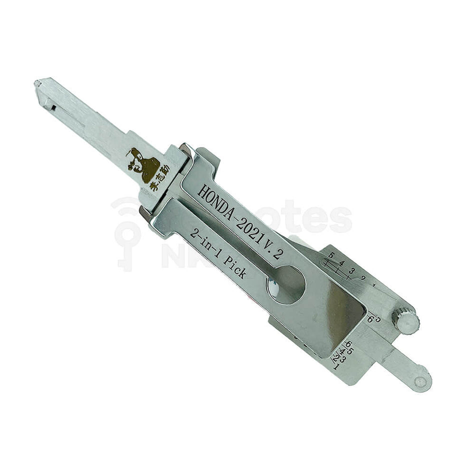 Honda 2021 V2 Original Lishi 2-In-1 Pick Decoder With Door Handle Cut Out (5 Cuts)