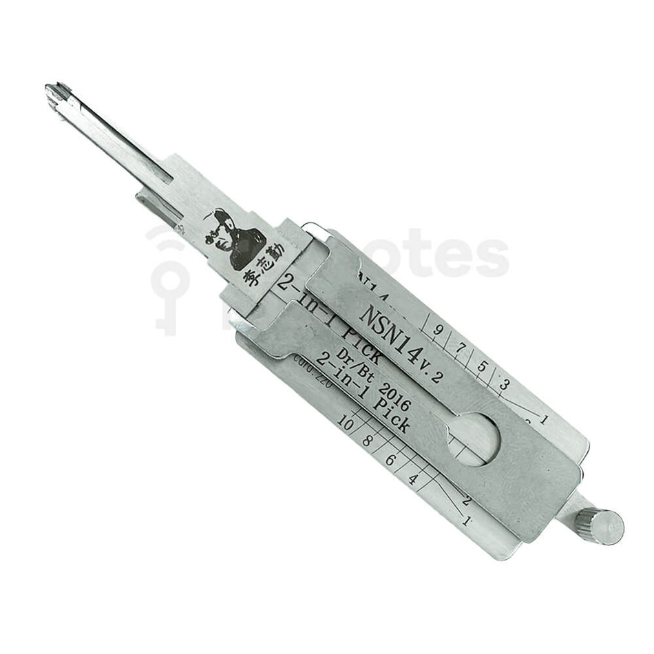 Original Lishi 2-in-1 Pick Decoder Tool NSN14-AG 10 Cuts Door/Boot
