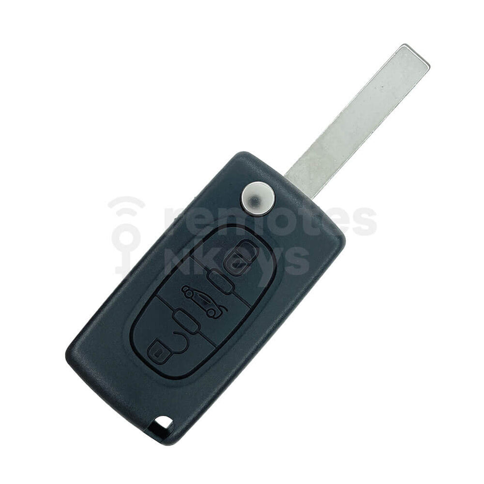 Peugeot/Citroen 3 Buttons Flip Remote Key Shell/Case With Boot Button HU107T Blade(With Battery Holder)