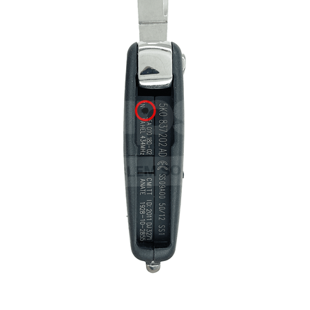 Volkswagen VW Flip Remote Key Shell UDS 2 Buttons