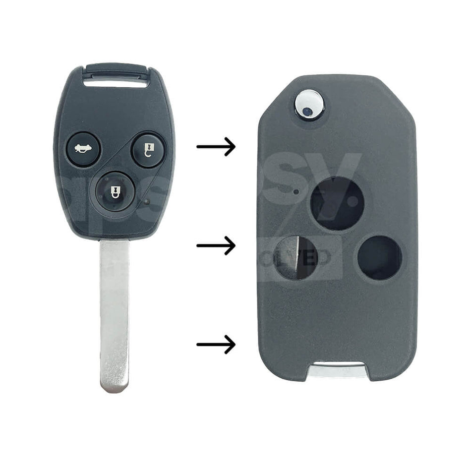 HONDA 3 Buttons Upgraded Flip Remote Key Shell/Case HON66 Blade