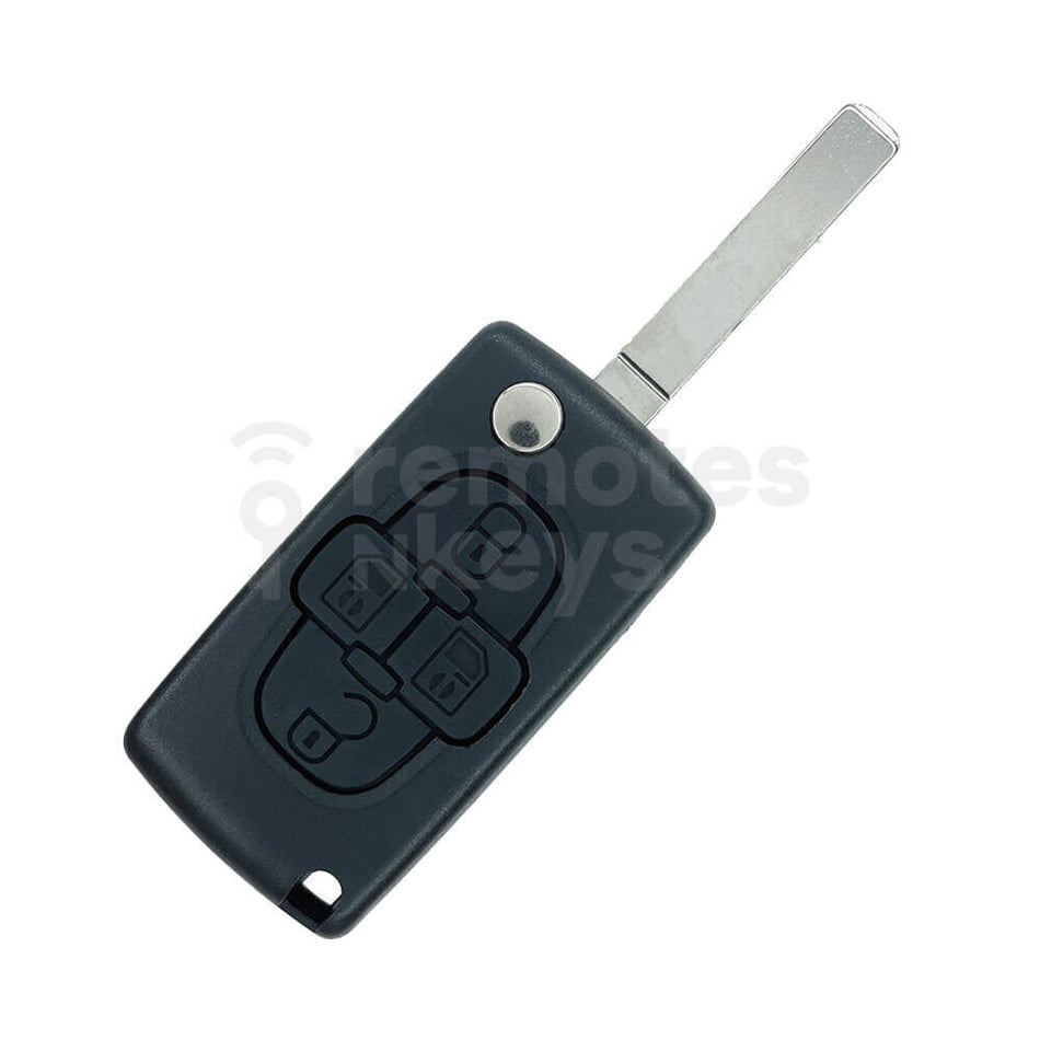 Peugeot/Citroen 4 Buttons Flip Remote Key Shell/Case With Slider Buttons VA2 Blade