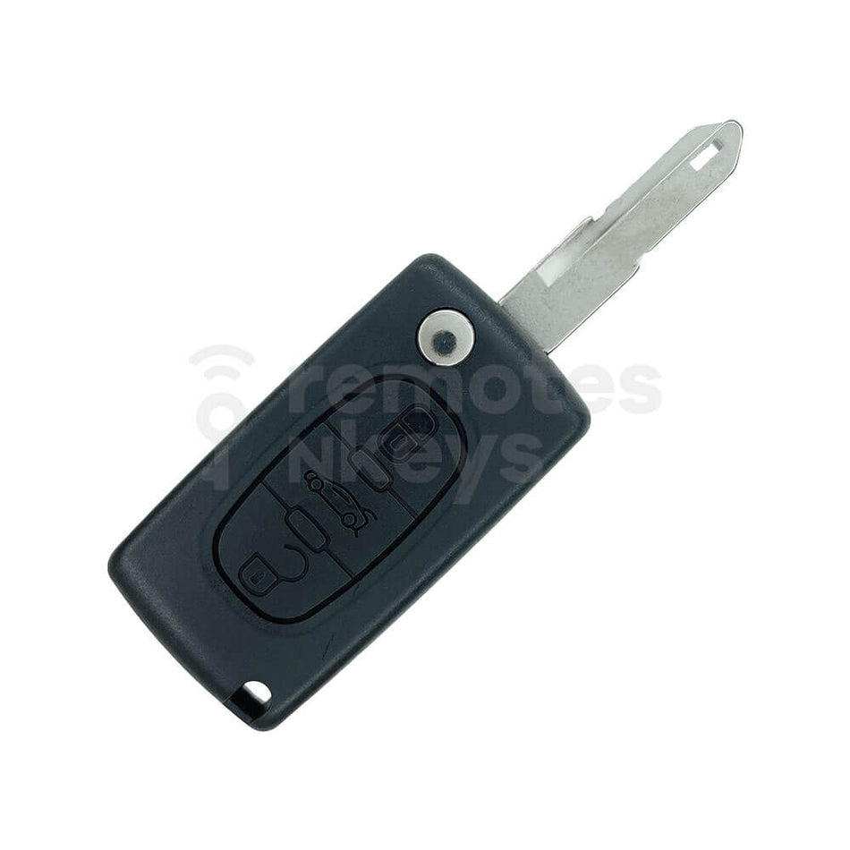 Peugeot/Citroen 3 Buttons Flip Remote Key Shell/Case With Boot Button NE73 Blade