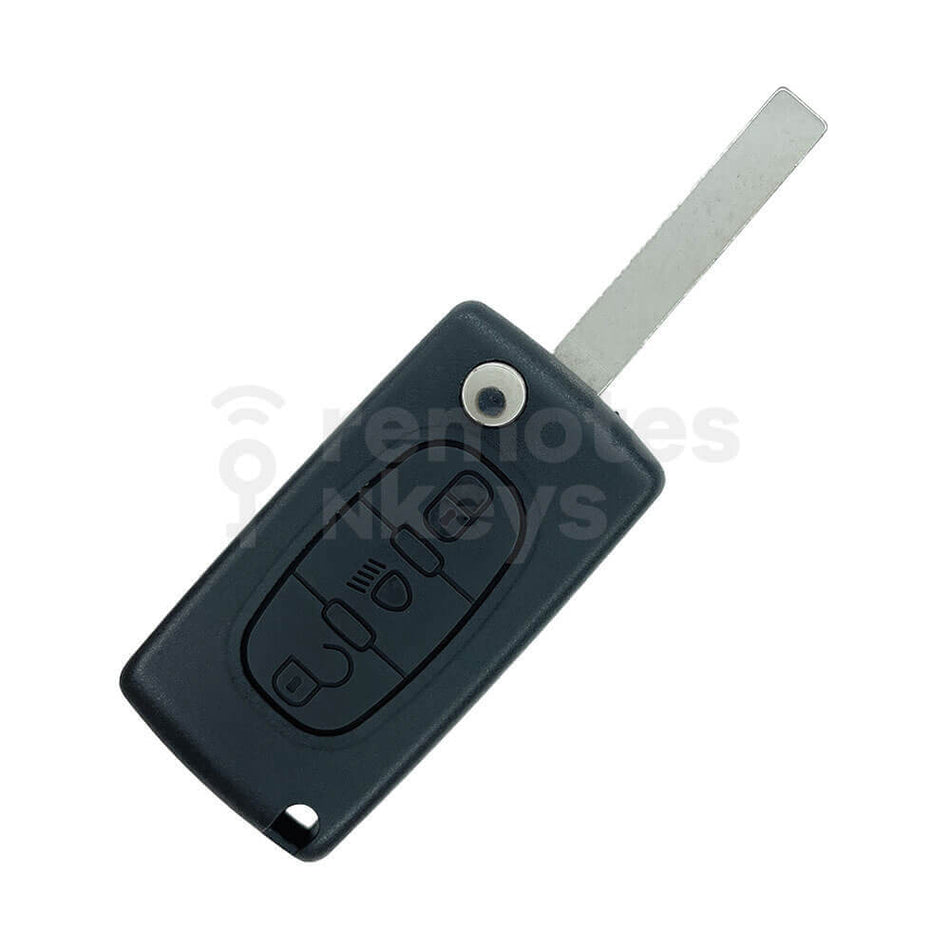 Peugeot/Citroen 3 Buttons Flip Remote Key Shell/Case With Lamp Button HU107T Blade(With Battery Holder)