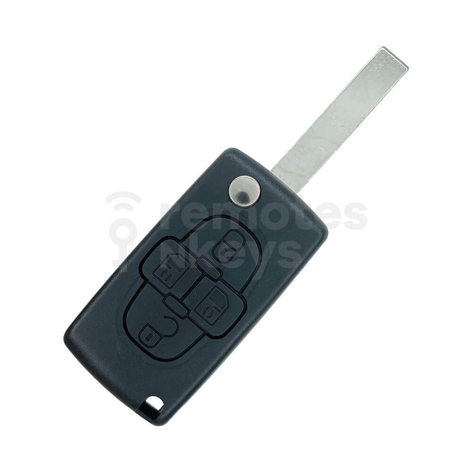 Peugeot/Citroen 4 Buttons Flip Remote Key Shell/Case With Slider Door Buttons HU107T Blade
