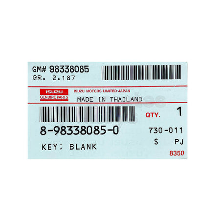 Isuzu/Mazda D-Max/MU-X/BT-50 2019 Smart Remote Key Emergency Blade TOY43R 8-98338085-0
